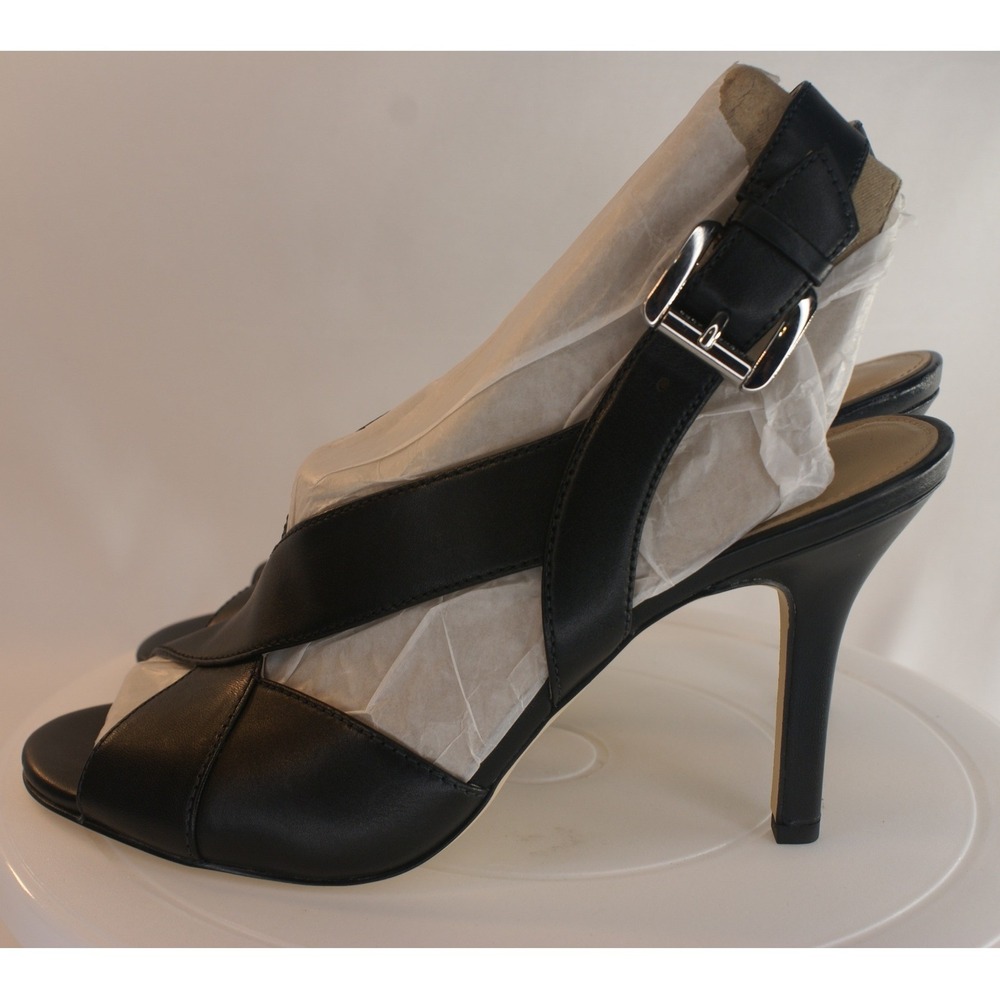 Michael Michael Kors Becky Black Leather Slingback Heel Sandals 40S8BEHS2L 7M - Picture 6 of 12